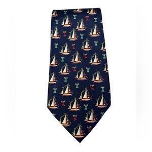 Erich‎ Holch for Alynn 100% Silk Marina Lights Tie Holiday Christmas Sailboats